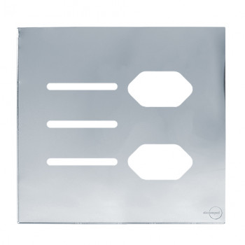 Placa p/ 3 Interruptores + Tomada dupla 4x4 - Novara Glass Espelhada Placa p/ 3 Interruptores + Tomada dupla 4x4 - Novara Glass Espelhada